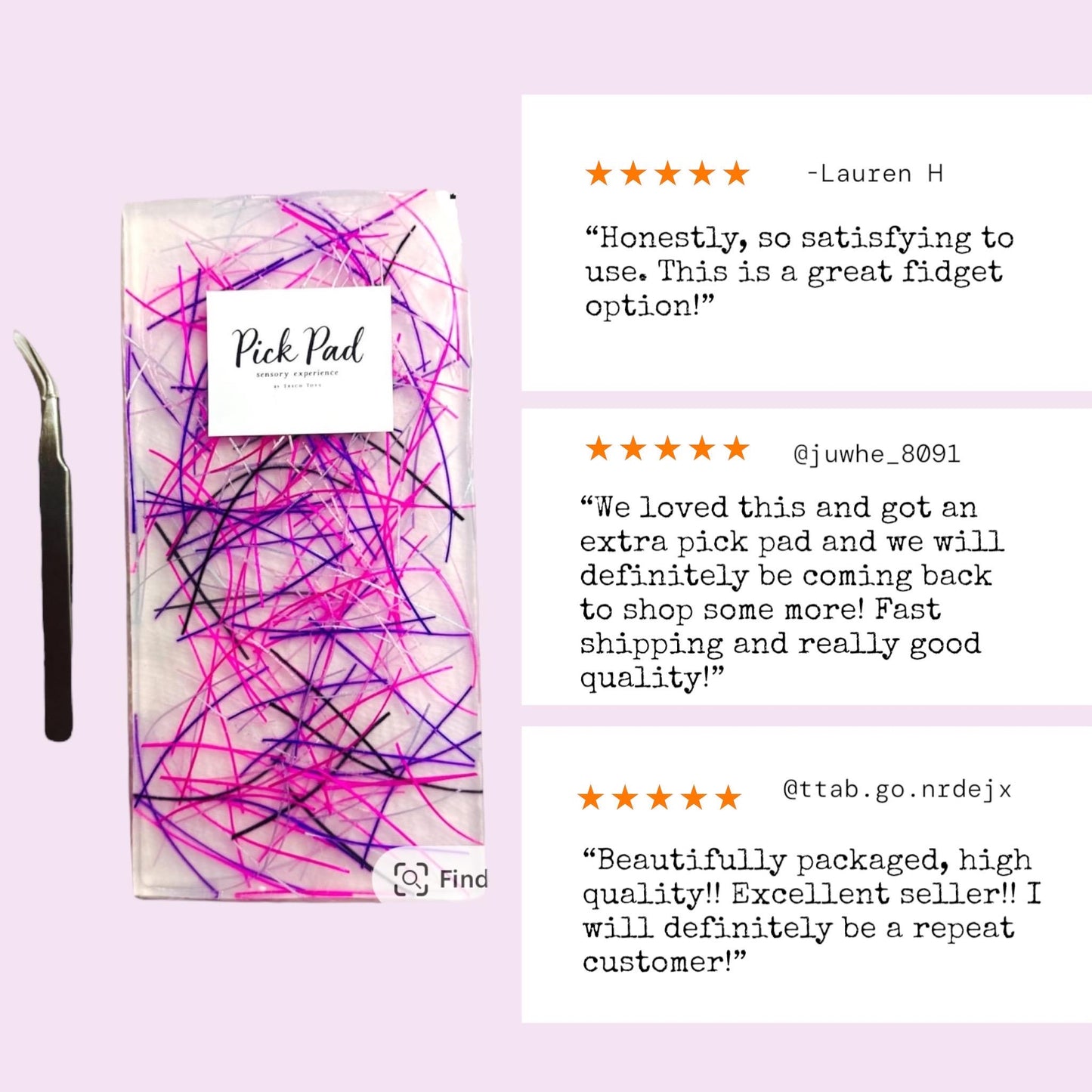 BIRDNEST PickyPad w/Tweezers: Sensory Fidget Toy for Trichotillomania,Repetitive Behaviors